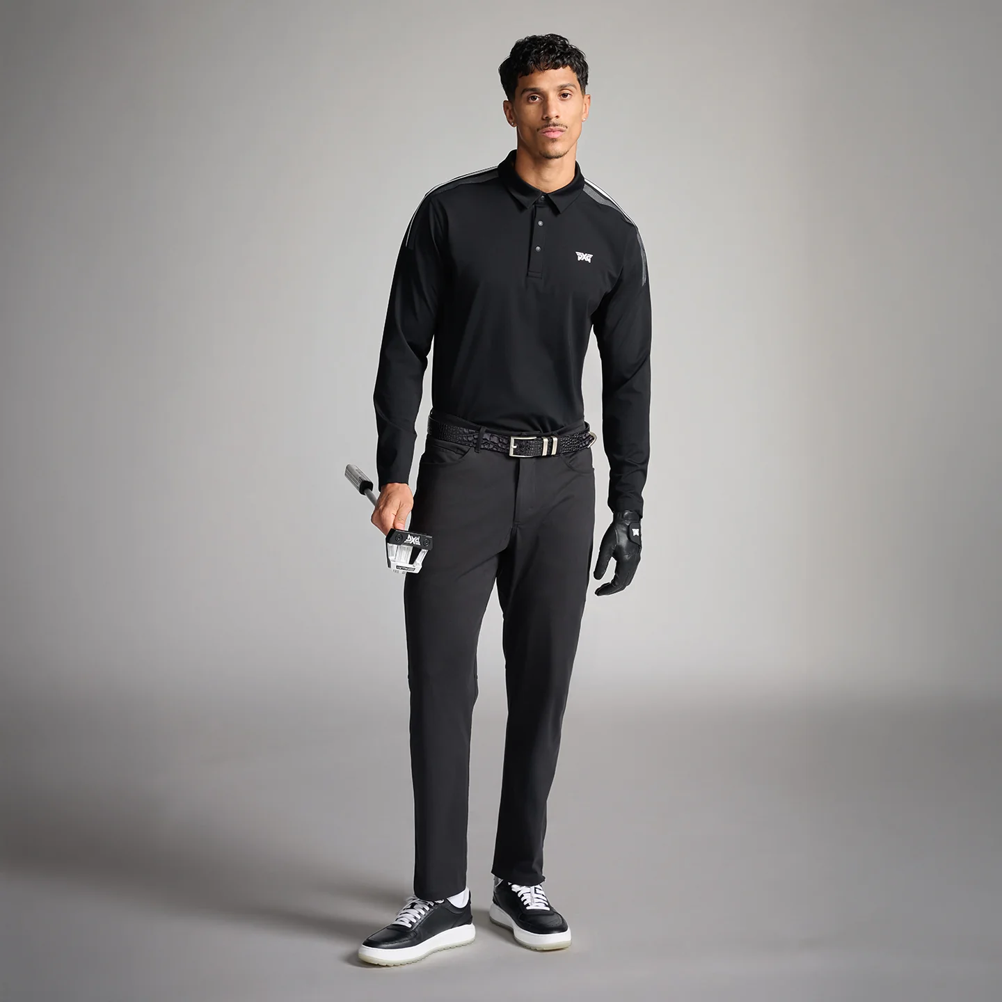 Men's Long Sleeve Shoulder Panel Polo - Image 2
