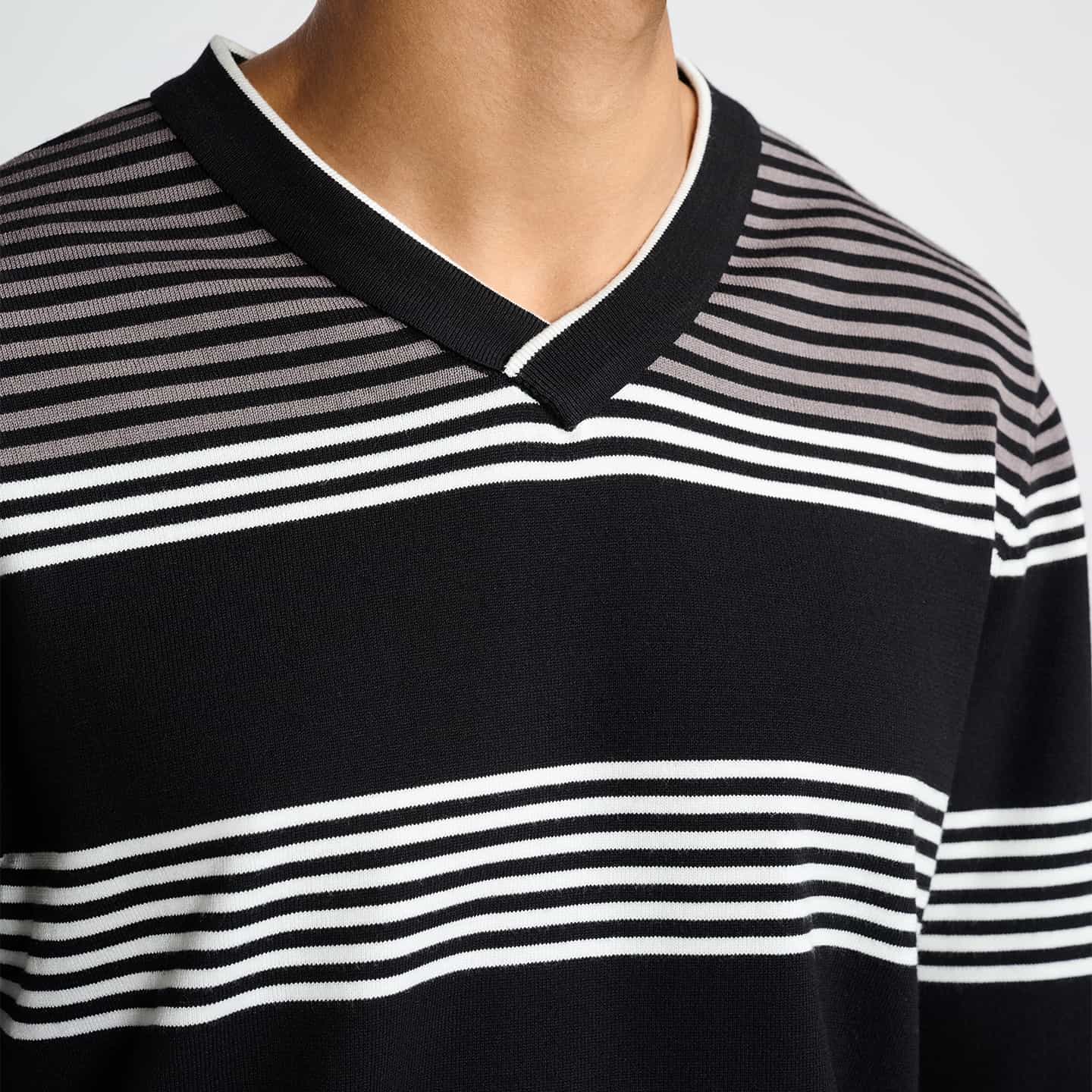 Men's Multi-Striped V-Neck Sweater - Image 5