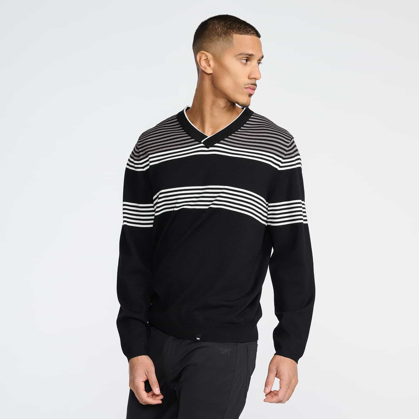 Men's Multi-Striped V-Neck Sweater - Image 6