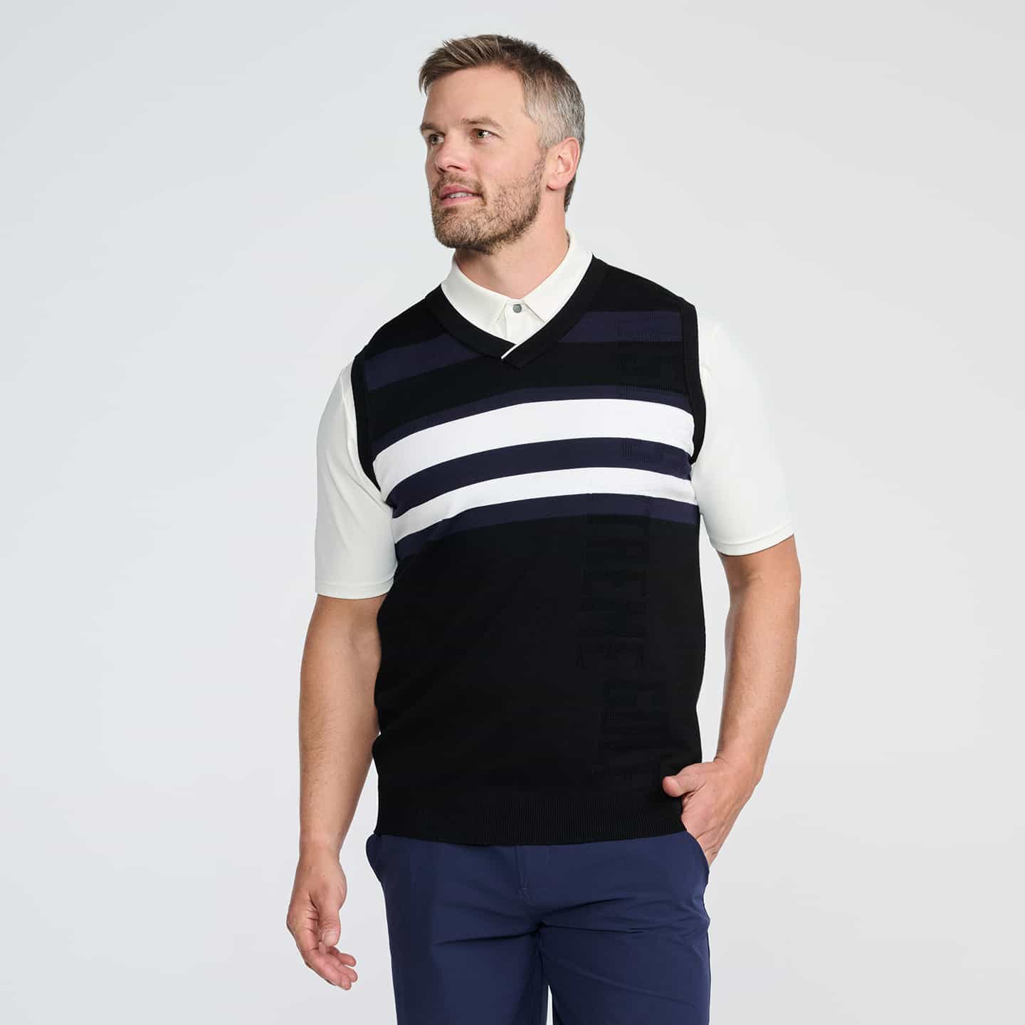 Men's V-Neck Color Block Knitted Vest - Image 3