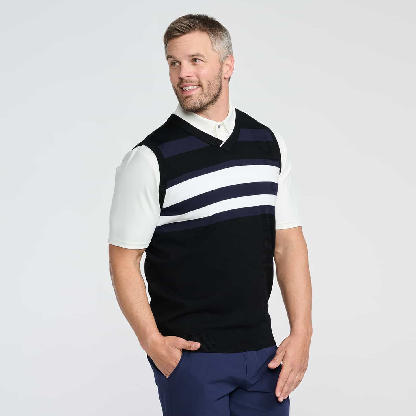 Men's V-Neck Color Block Knitted Vest - Image 4