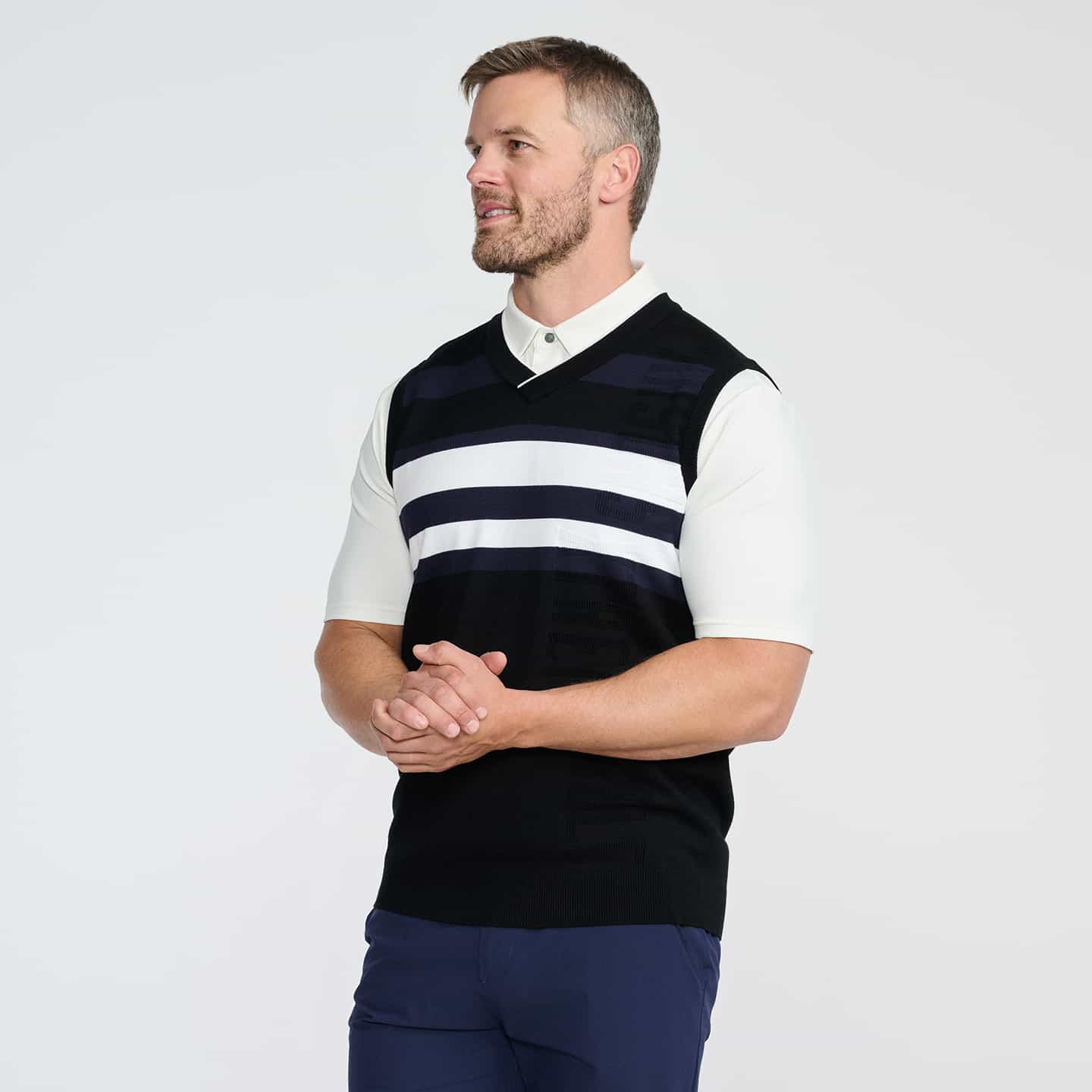 Men's V-Neck Color Block Knitted Vest - Image 5