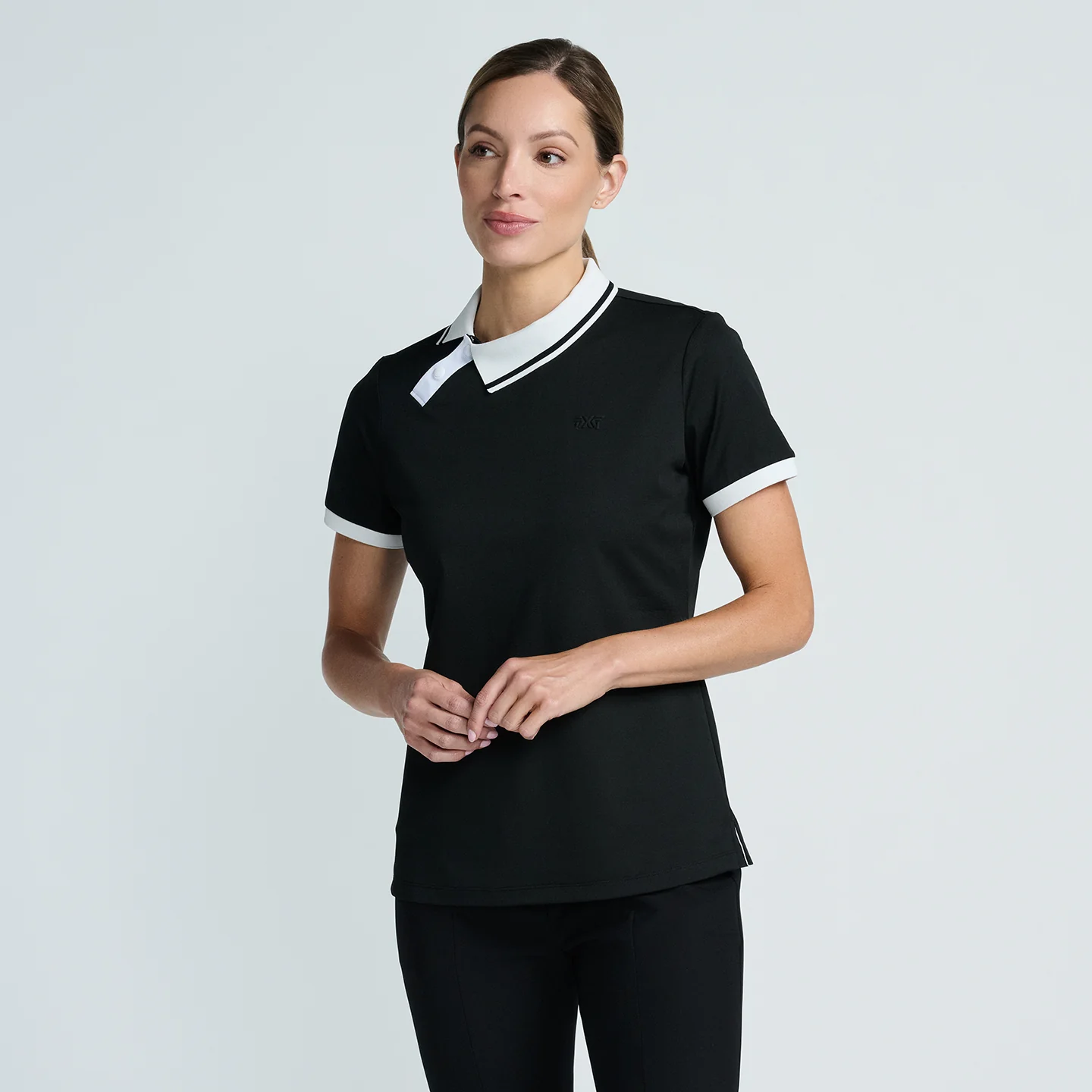 Women's Asymmetrical Snap Collar Polo - Image 2