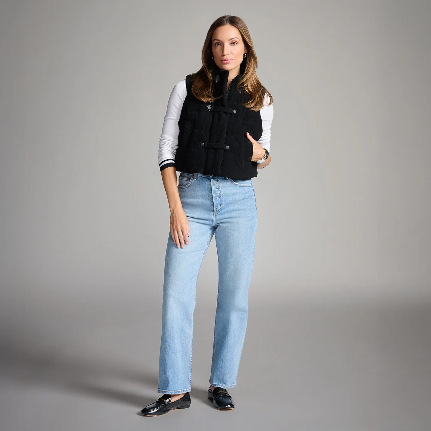 Women's Cozy Corduroy Puffer Vest - Image 3
