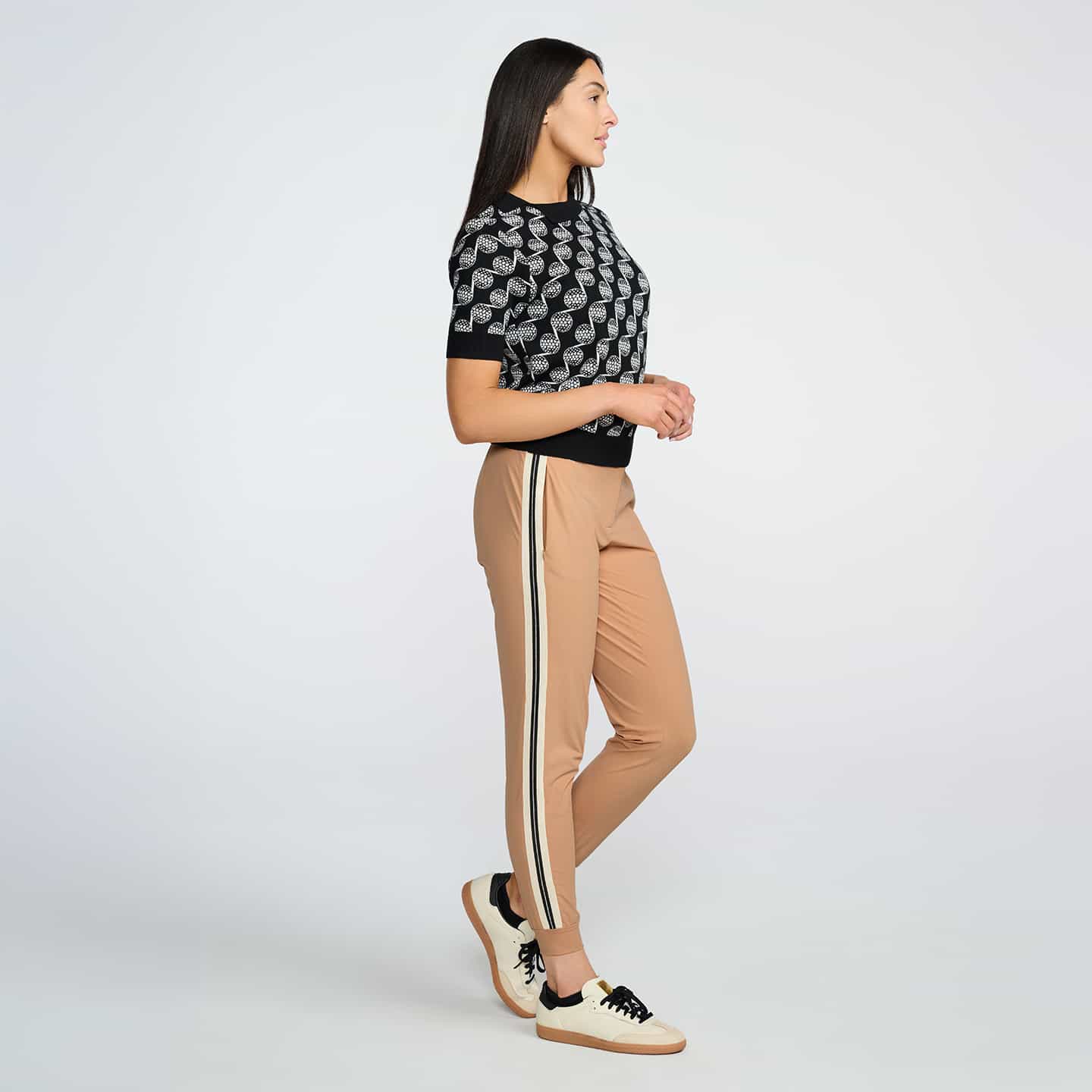 Women's Knitted Side Stripe Joggers - Image 6