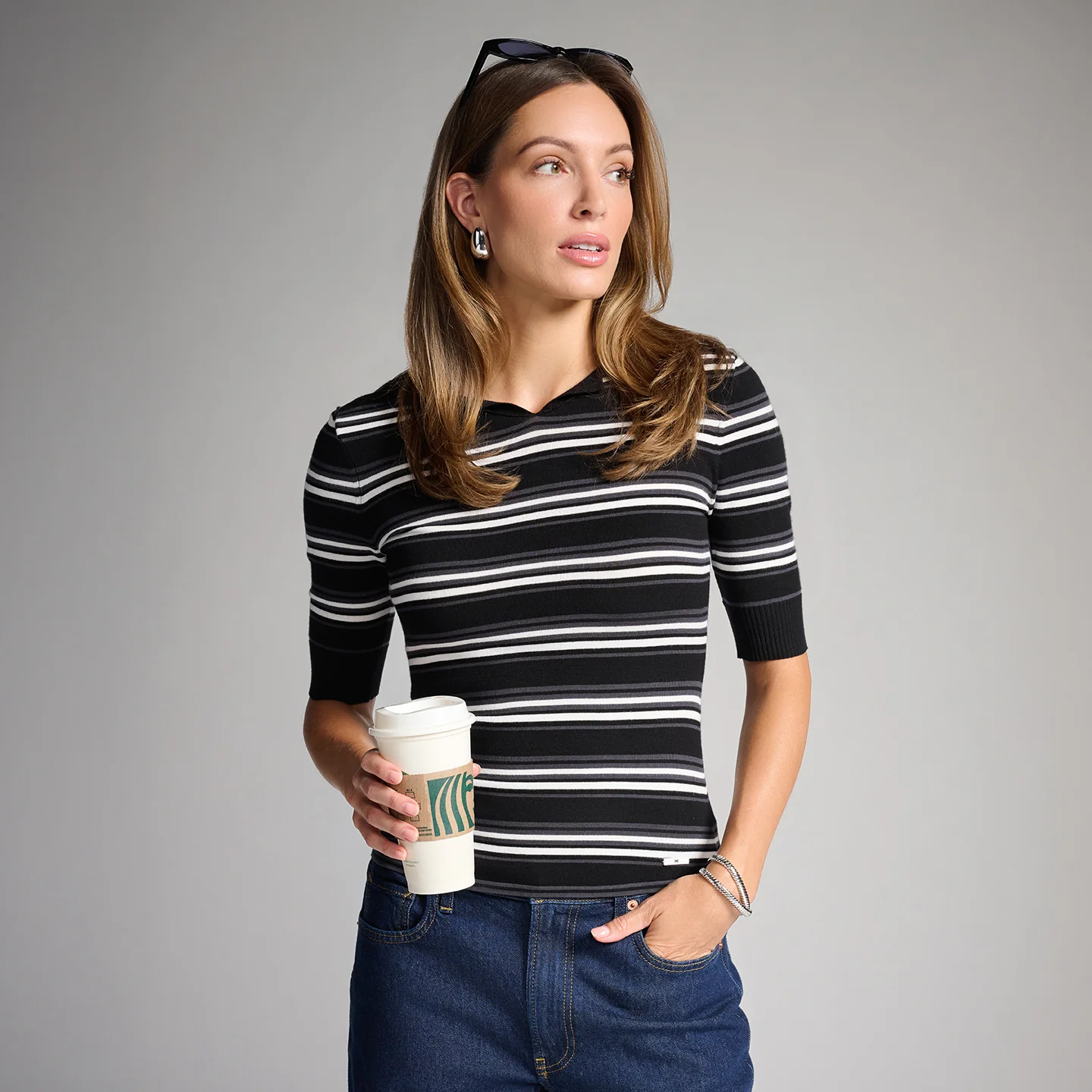 Women's Lapel Knitted Top - Image 2
