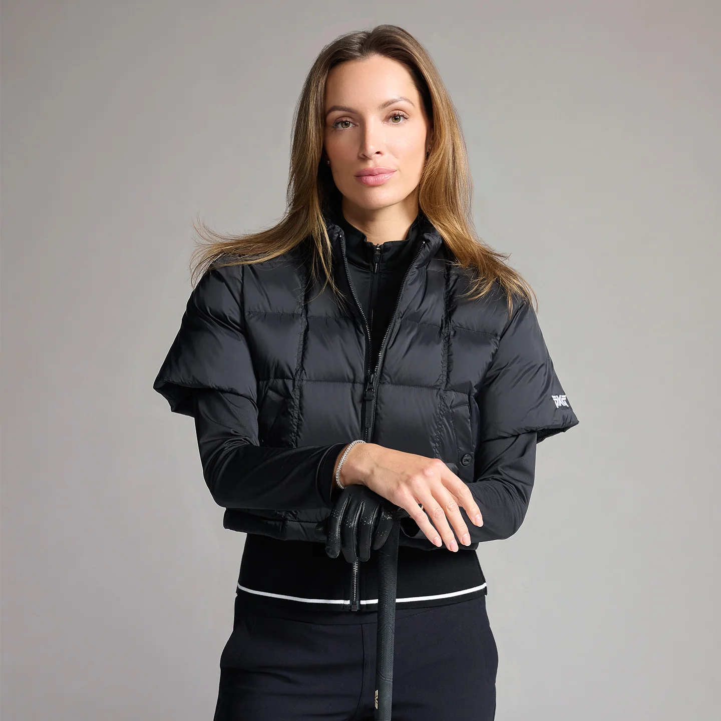 Women's Ribbed Waist Short Sleeve Puffer Jacket - Image 2