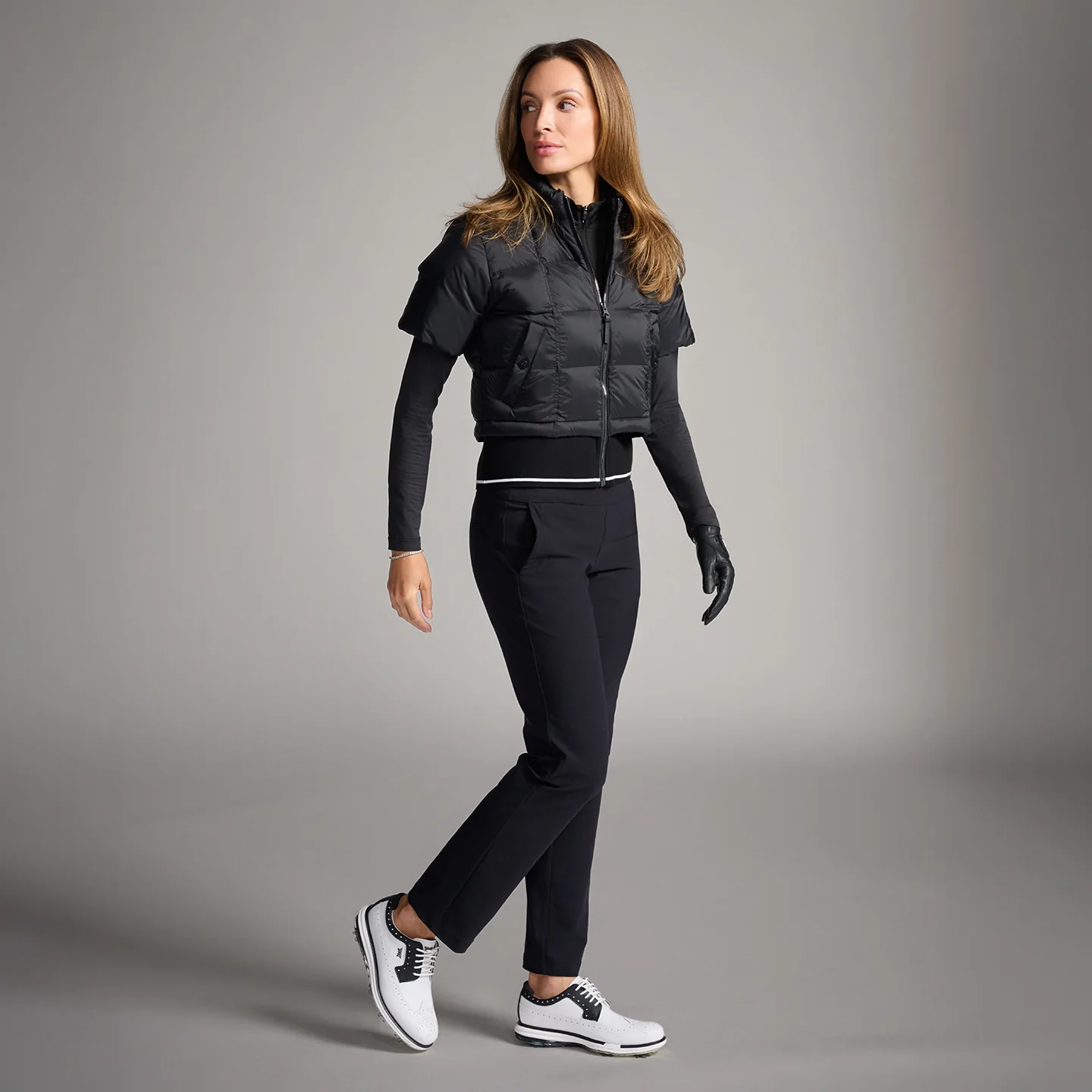 Women's Ribbed Waist Short Sleeve Puffer Jacket - Image 3