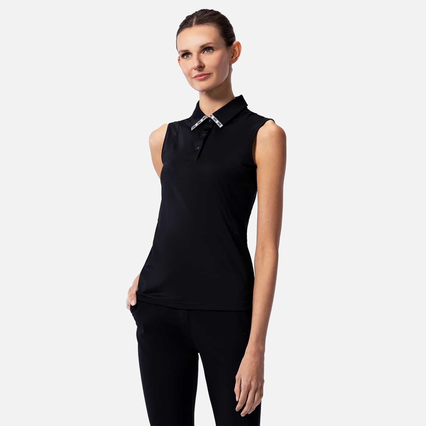 Women's Sleeveless Logo Tape Collar Polo - Image 2