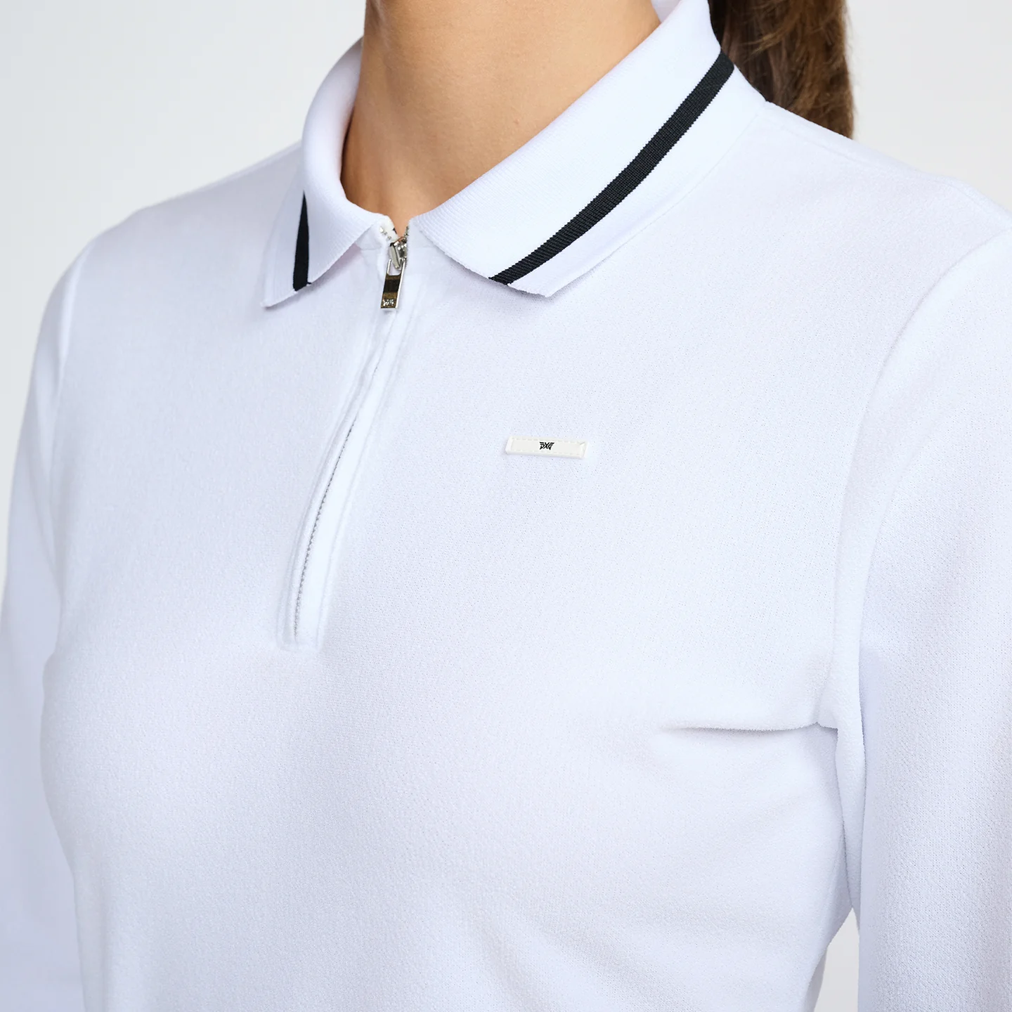 Women's Terry Cloth 1/4 Zip Long Sleeve Polo - Image 11