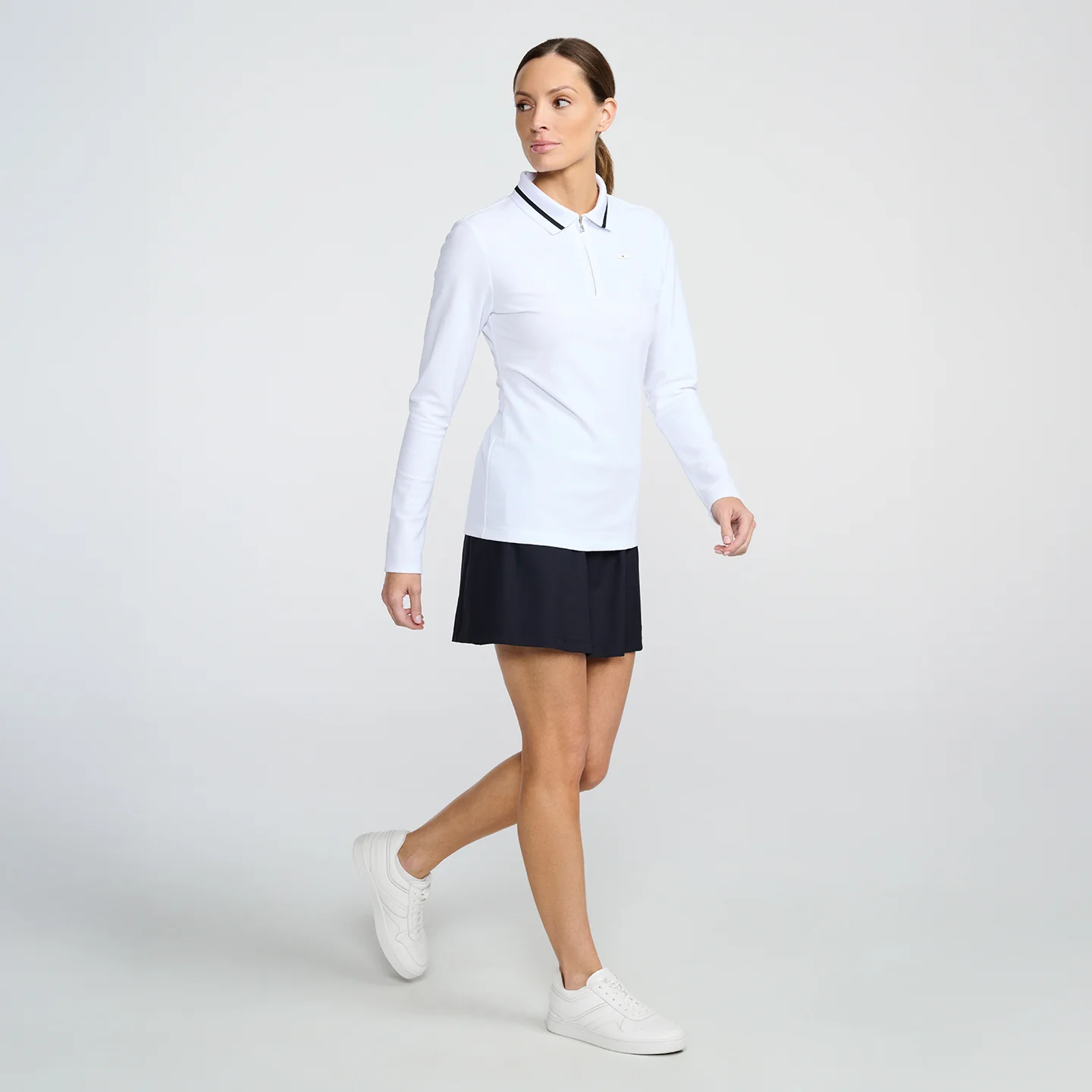 Women's Terry Cloth 1/4 Zip Long Sleeve Polo - Image 14