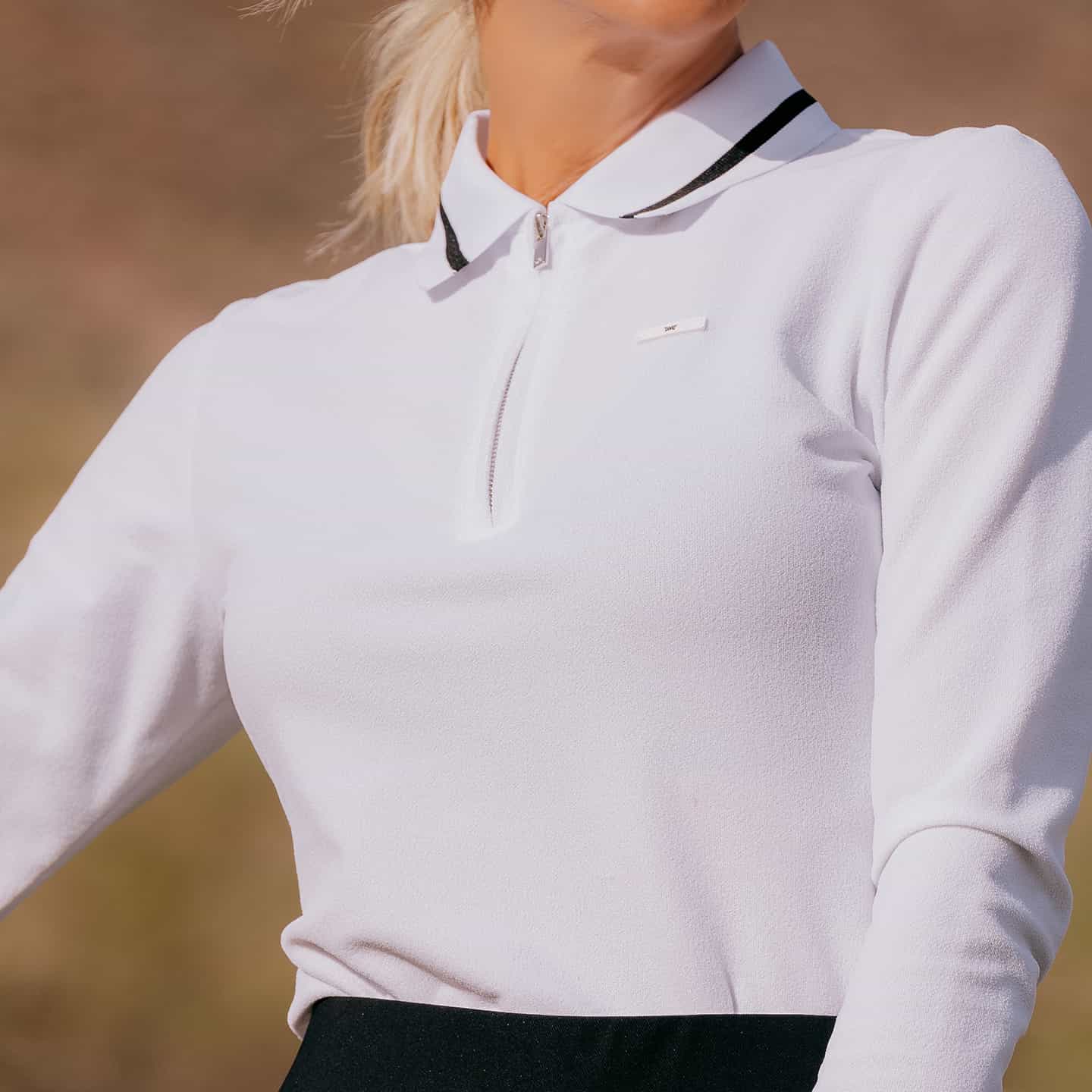 Women's Terry Cloth 1/4 Zip Long Sleeve Polo - Image 5