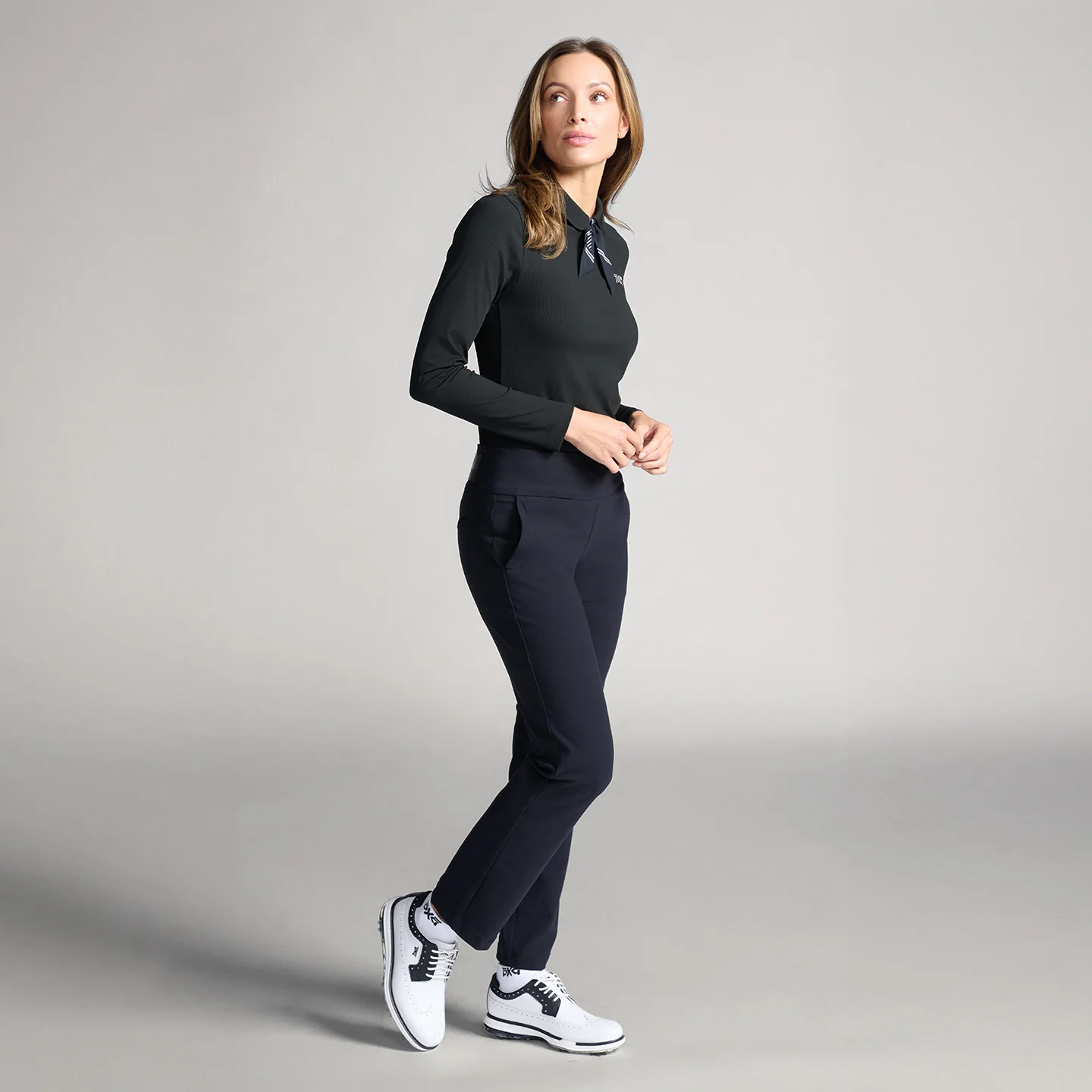 Women's Tie Neck Long Sleeve Polo - Image 5